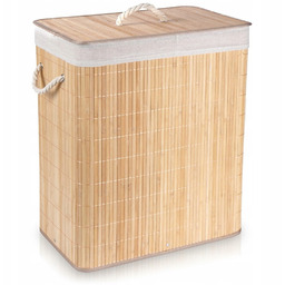 Kosz Bambusowy Łazienkowy na Pranie Dwukomorowy Dzielony Podwójny