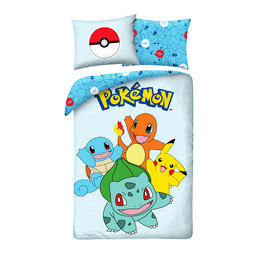 Halantex Pościel bawełniana 140x200 Pokemon błękitna poszewka 70x90