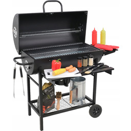 Grill Węglowy Ogrodowy Na Kołach Półki Gril