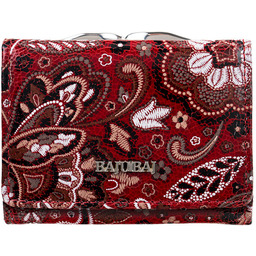 Mały czerwony portfel damski BajuBaj z kolorowej skóry