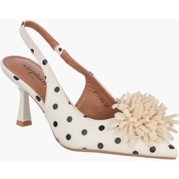 Szpilki Damskie Ekoskóra Czółenka Slingback z Kwiatem Eleganckie