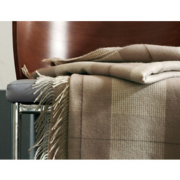 Blanc Des Vosges Pled wełniany Tartan Brązowy