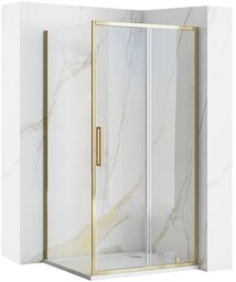 Złota szczotkowana kabina prysznicowa narożna rozsuwana 120x90 Rapid