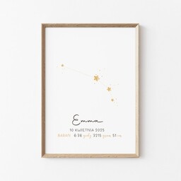 Pakamera Personalizowana metryczka z gwiazdozbiorem i znakiem zodiaku