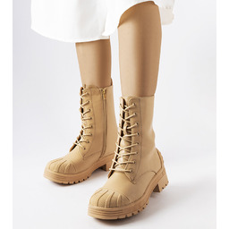 Beżowe workery na grubszej podeszwie Manara-39