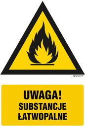 JA011 UWAGA! SUBSTANCJE ŁATWOPALNE, FN - FOLIA SAMOPRZYLEPNA;