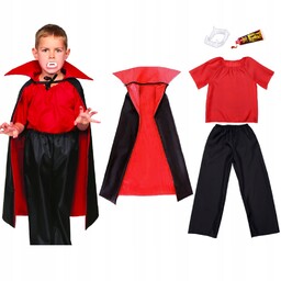 Kostium Wampir Strój Halloween Peleryna Kły Draculahalloween 116-128