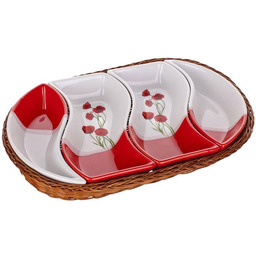 BANQUET Ceramiczna miska serwująca 4częściowa owalna Maki,