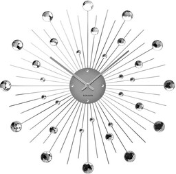Karlsson Zegar ścienny Sunburst Crystal Large Silver