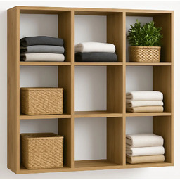 Elior Kwadratowy regał na ubrania 9 półkami dąb