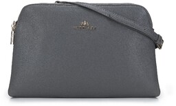 Damska listonoszka skórzana dwukomorowa klasyczna szara