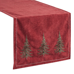 Eurofirany Obrus bieżnik świąteczny 40x183 bordowy zielony choinki