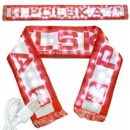 Szalik Polska Szalik Kibica Reprezentacji Dwustronny Świecący Led