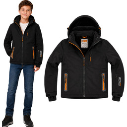 Kurtka zimowa 164 Chłopięca Softshell Narciarska Sportowa Czarna