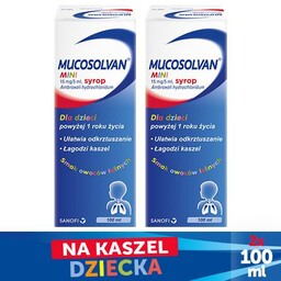 Zestaw MUCOSOLVAN mini 15mg/5ml Syrop, 2x 100ml ->
