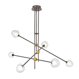 Lampa wisząca metalowa brązowa 6-punktowa PND-201883-6 z serii