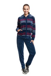 Luna Dres damski długi 341 welurowy M indygo