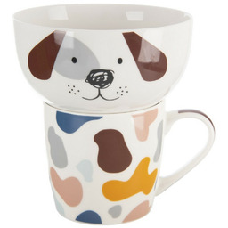 Orion Porcelanowy kubek z miską Pies, 0,35 l
