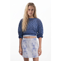 Desigual Ażurowy sweter cropped