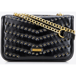 Damska listonoszka z imitacji skóry z dżetami czarno