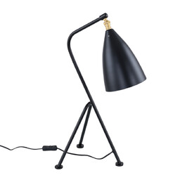Lampa stołowa metalowa czarna z mosiężnym detalem MTE2066/1