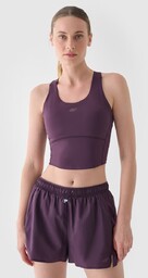 Crop top treningowy szybkoschnący damski 4F 4FWAW24TFTSF1067-50S Fioletowy