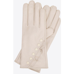Damskie rękawiczki skórzane z dekoracyjnymi akcentami kremowe