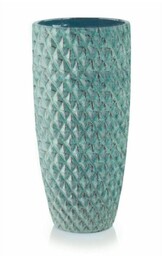 Turkusowa wysoka donica ceramiczna cygaro z dekoracyjną powierzchnią
