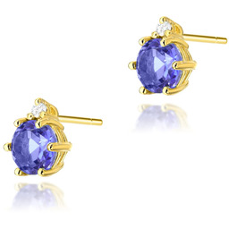 Złote kolczyki K0076 Tanzanit 2 x 0,50ct żółte
