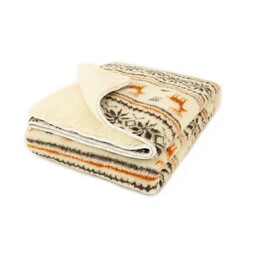 Kampol Kołdra wełniana 150x200 Lana kremowa w brązowo-pomarańczowy