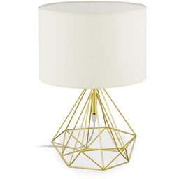 Relaxdays Lampka nocna, lampa druciana z tkaniną abażur,