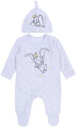 Ciepły, Szary Pajac + Czapeczka Dumbo Disney