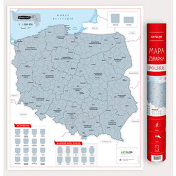Polska mapa zdrapka, 1:1 500 000, ArtGlob