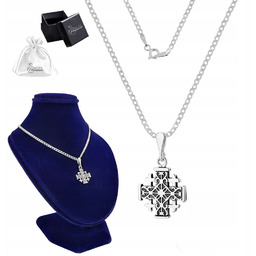 Srebrny łańcuszek z krzyżykiem jerozolimskim Naszyjnik Srebro 925