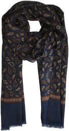 Szalik Elegancki Przejściowy, Cienki, Granatowo-Brązowy w Paisley -V.Fraas