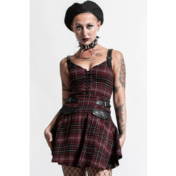 sukienka KILLSTAR - DISTORTION (BLOOD TARTAN)-XXL