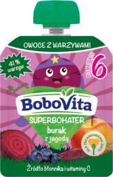 BoboVita Superbohater Mus w tubce, burak z jagodą,