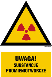 JA013 OSTRZEŻENIE PRZED SUBSTANCJAMI PROMIENIOTWÓRCZYMI, PN - PŁYTA