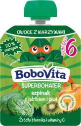 BoboVita Superbohater Mus w tubce, szpinak z jabłkiem