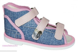 POSTĘP kapcie sandałki profilaktyczne BZ 195 JEANS/RÓŻ