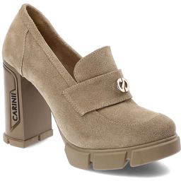 Beżowe Półbuty Carinii Eleganckie Obuwie Damskie