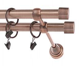 Karnisz Metalowy podwójny fi19 mm 260cm Miedź antyczna