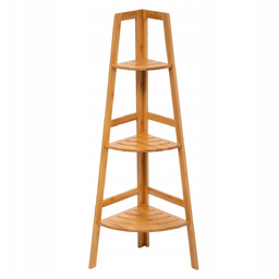 Regał narożny stojący 3x półki bambus Z półkami