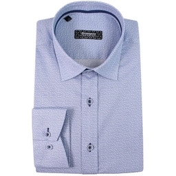 Niebieska Bawełniana Koszula z Długim Rękawem -GRZEGORZ MODA