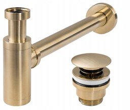 Syfon umywalkowy z korkiem klik-klak Gold Brush Rea