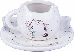 Oroscocats Virgo kubek do kawy z ceramicznym spodkiem