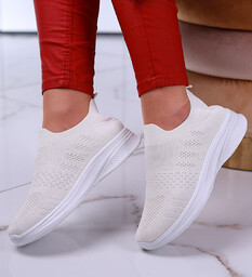 Wsuwane damskie buty sportowe ecru