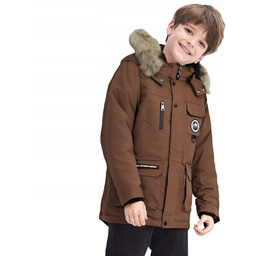 Kurtka chłopięca parka zimowa brązowa Zima dla chłopca