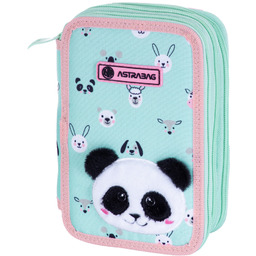 Piórnik z wyposażeniem trzykomorowy dla dziewczynki Astrabag Teddy