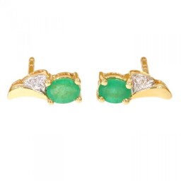 Złote kolczyki z brylantami i szmaragdami KL.00935 RC